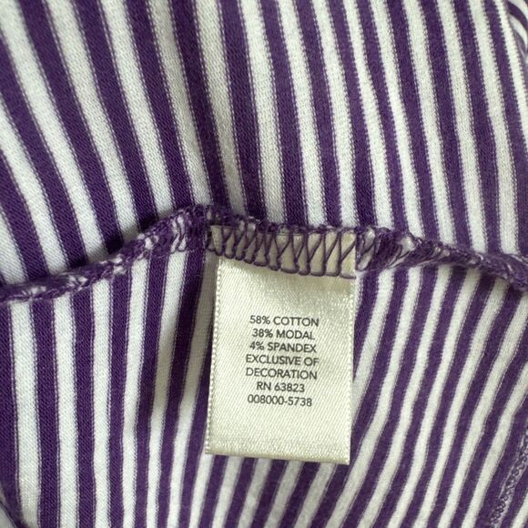 Christopher & Banks Purple Stripe Tunic Top Lace Trim Women's Size Large - Picture 3 of 7